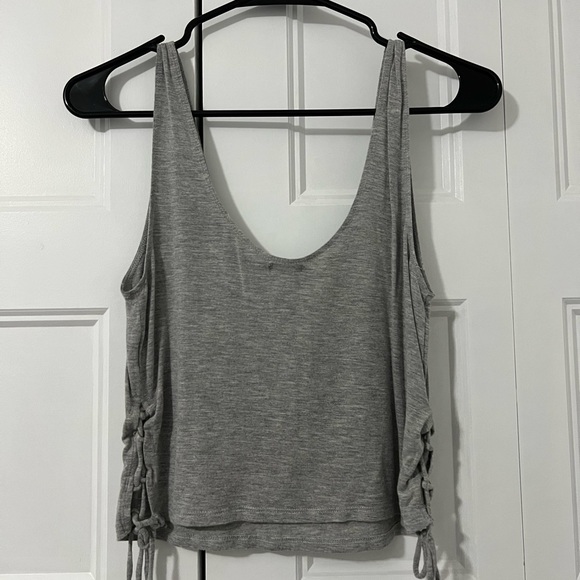 Aerie Crop Tie Tank Gray Medium - Picture 2 of 4